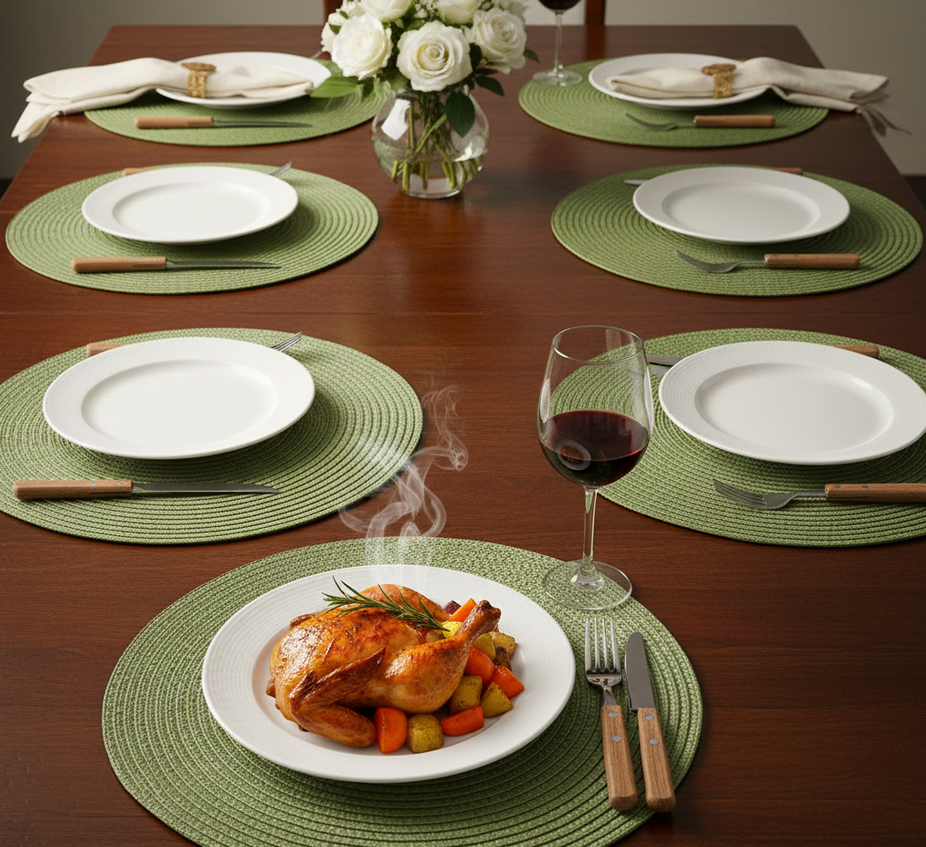 Pinteresty Light Green Cotton Placemats