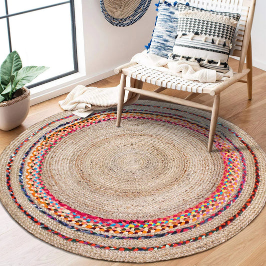 Modern Multi Cotton With Natural Jute Rug