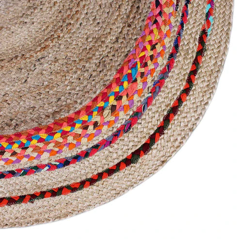 Modern Multi Cotton With Natural Jute Rug