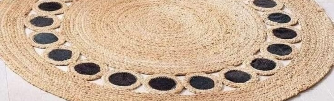 Natural Jute & Black Cotton Reversible Handwoven Rug