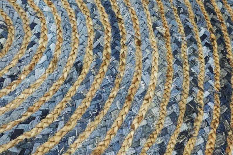 Denim & Jute Oval Shaped Handwoven Rug