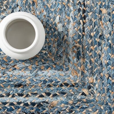 Jute & Denim Rectangular Indoor Solid Coastal Area Rug
