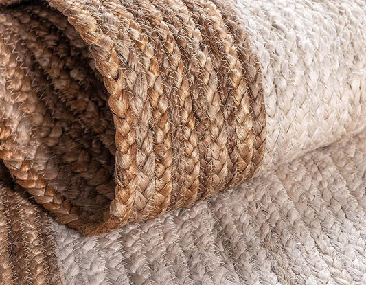 Modern White Cotton With Natural Jute Handwoven Rug