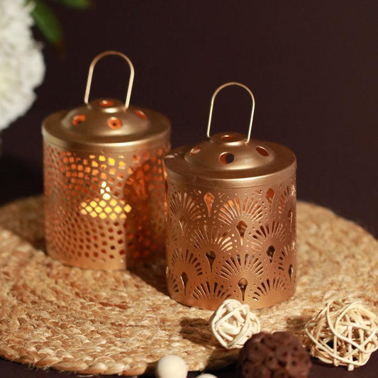 Antique Metal Lantern and Hanging Tealight Holder for Home Decor