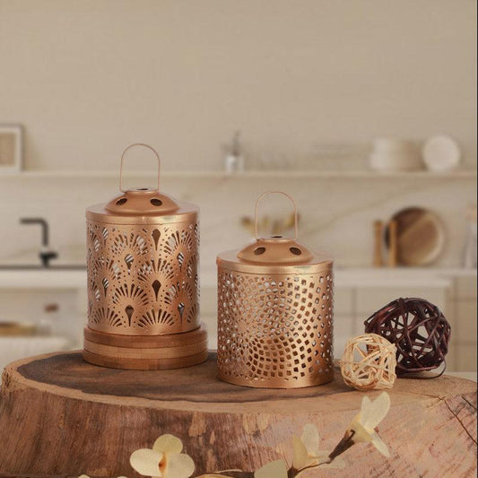 Antique Metal Lantern and Hanging Tealight Holder for Home Decor