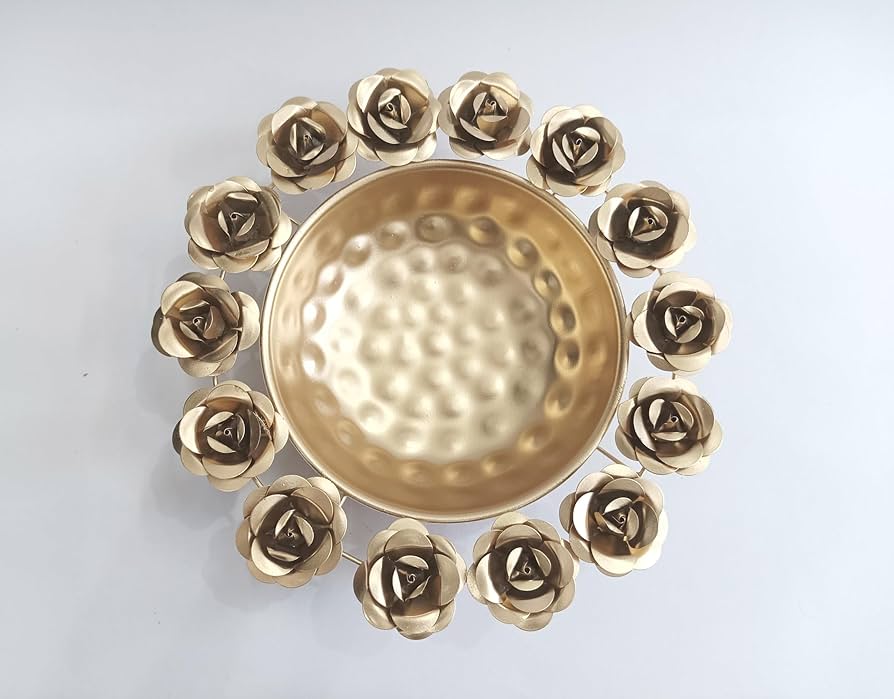 Festive Golden Rose Urli Bowl for Flowers - Multiple Options