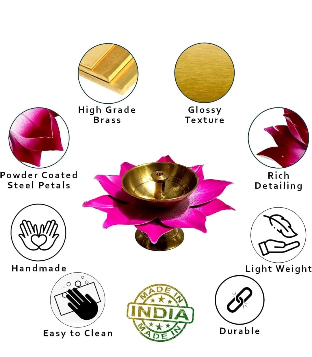 Lotus Shaped Diya With Multicolor Petals - Set of 6
