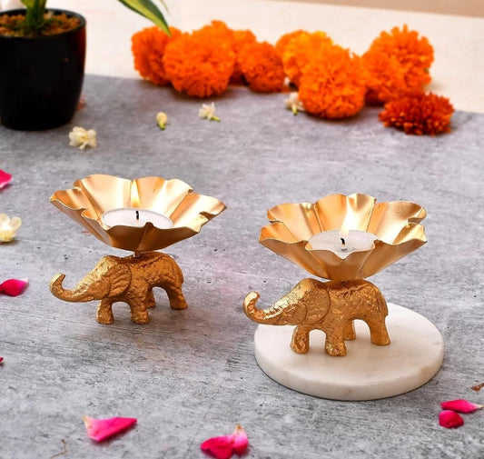 Elephant Metal Diya & Candle Holder