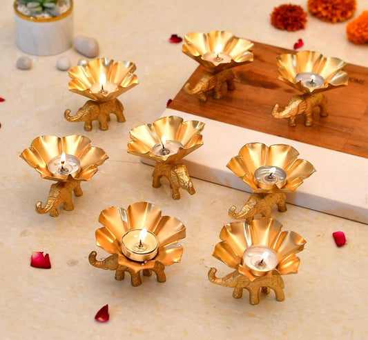 Elephant Metal Diya & Candle Holder