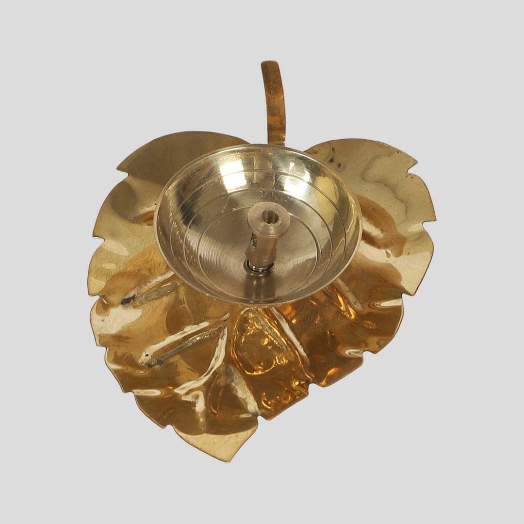 Golden Leaf Metal Diya