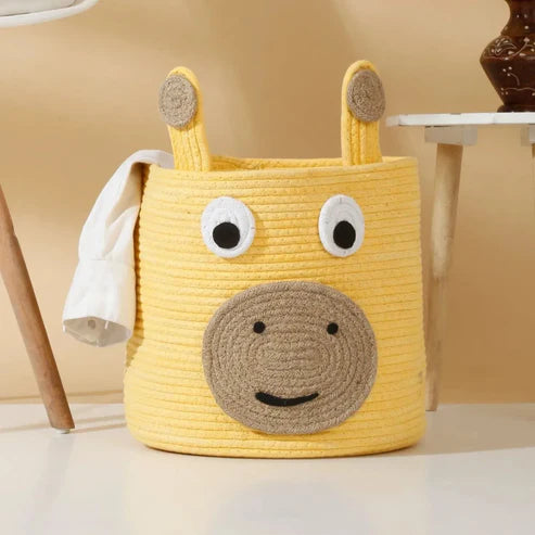 Yellow Cow Soft Cotton Rope Toy Storage Basket