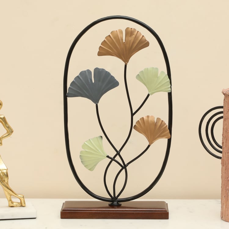 Twilight Petals Metal & Wood Showpiece
