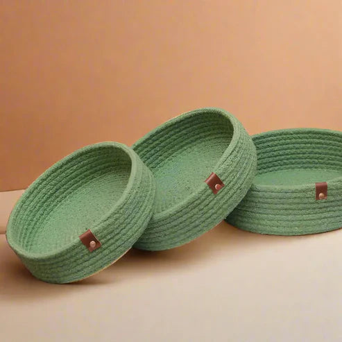 Eco-Friendly Green Storage Baskets - Set of 3