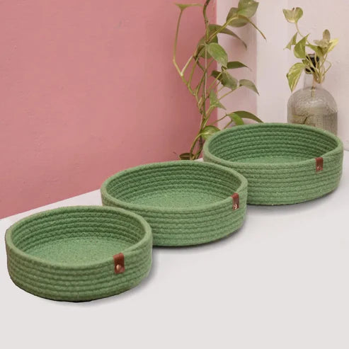 Eco-Friendly Green Storage Baskets - Set of 3