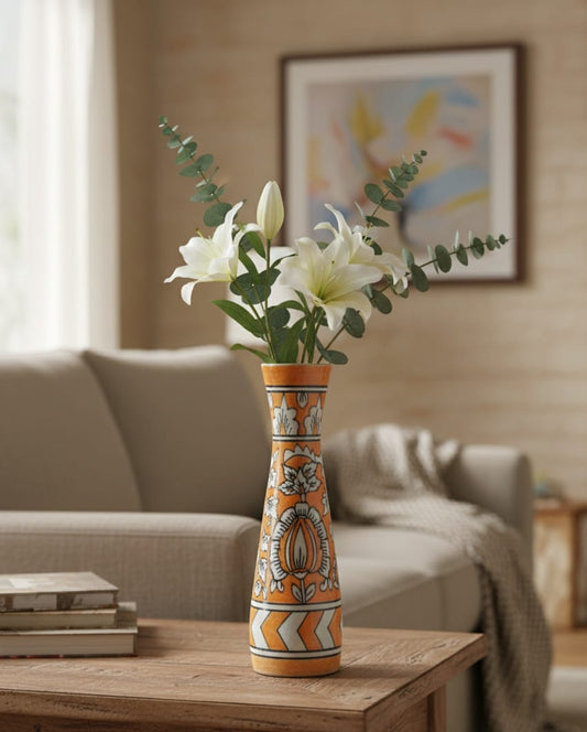 Hand-Painted Zest: The Vibrant Floral Vase