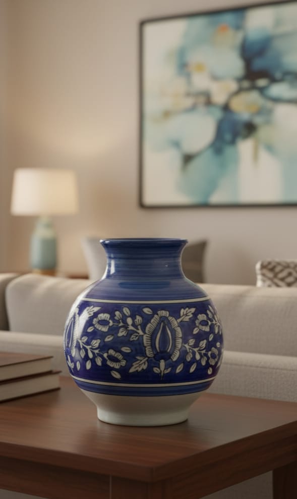 Timeless Blue & White Floral Ceramic Vase