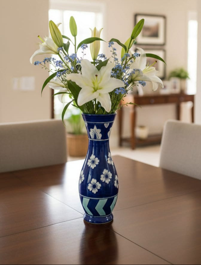 Azure Floral Elegance Vase: The Centerpiece of Your Home