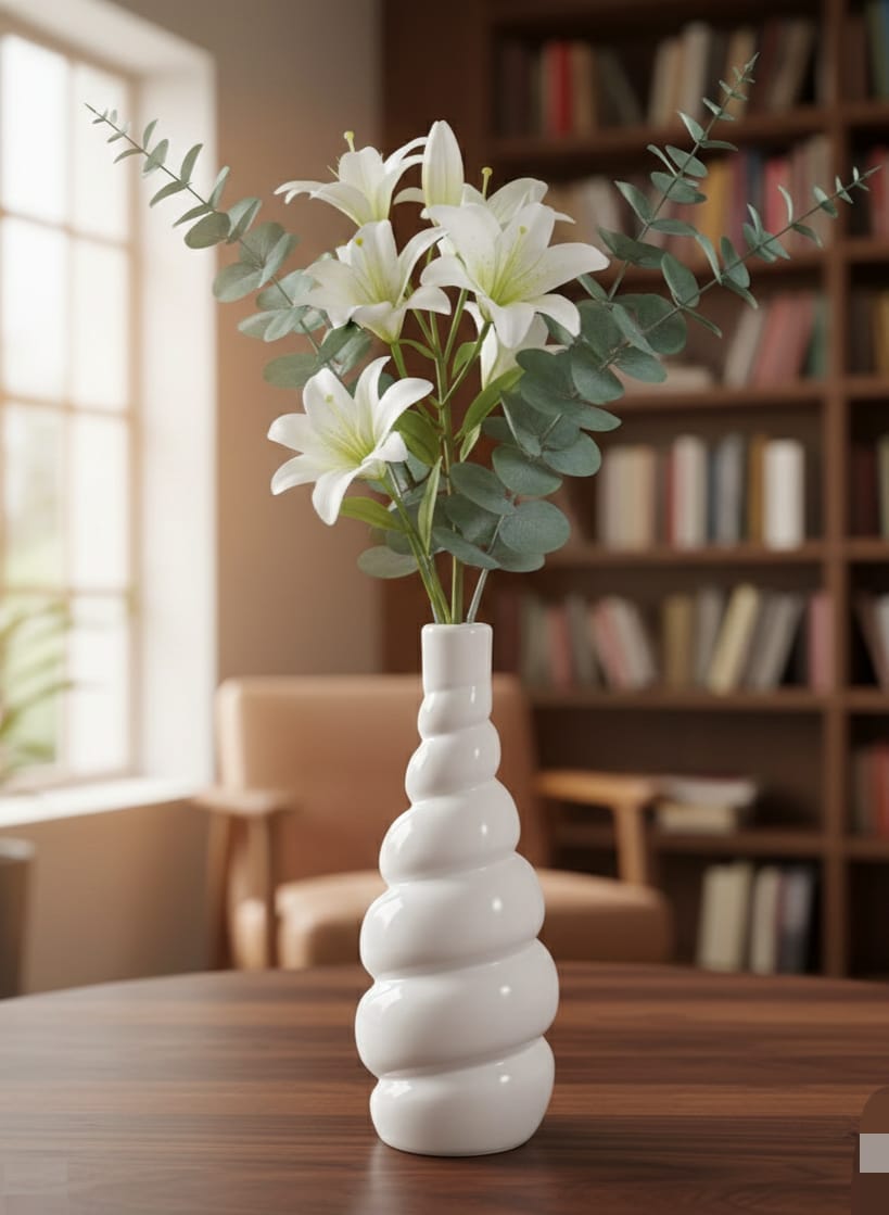 Elegant Spiral Ceramic Flower Vase