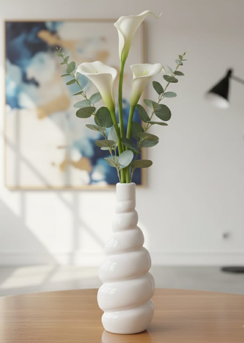 Elegant Spiral Ceramic Flower Vase