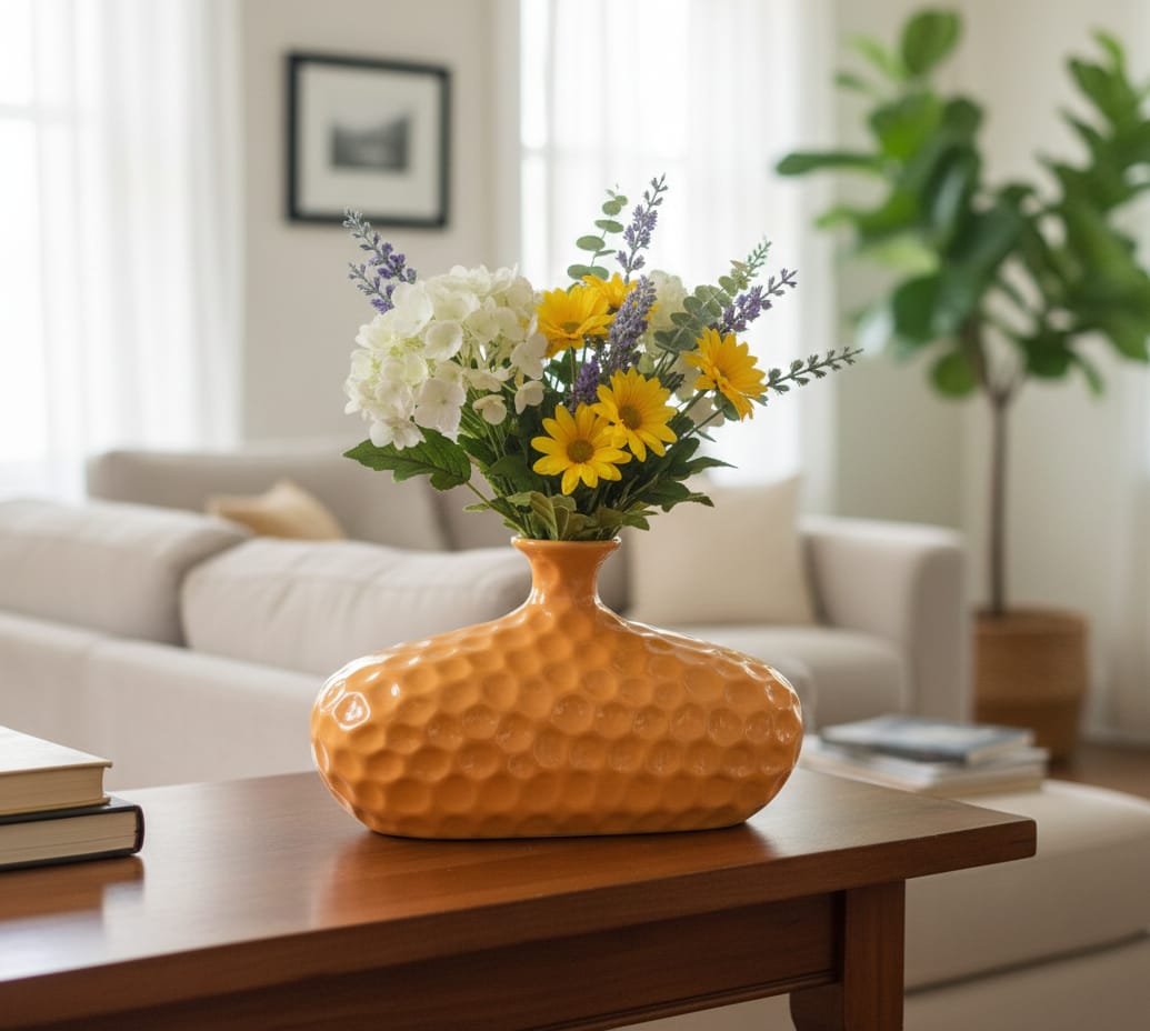 Sunny Honeycomb Statement Vase