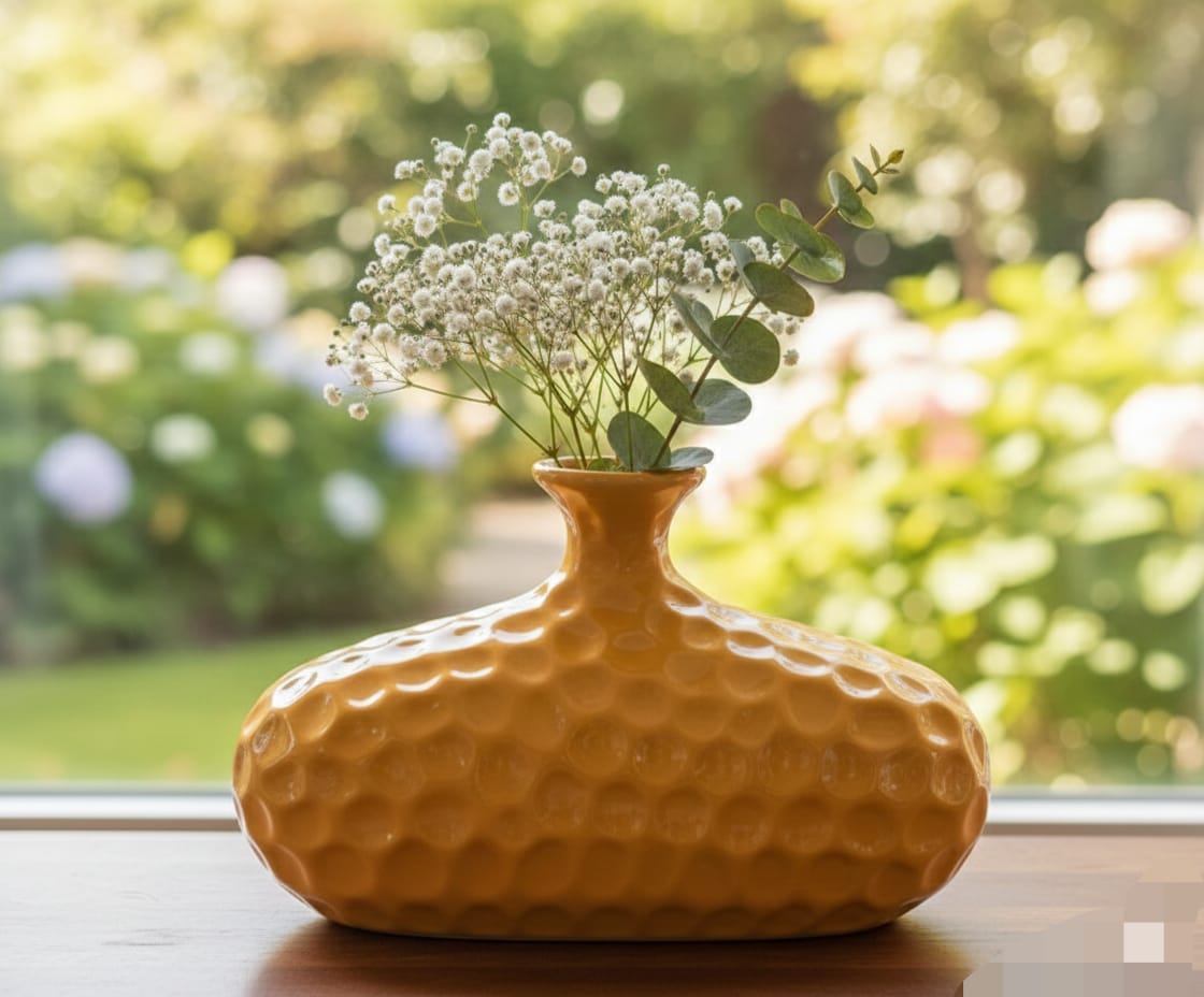 Sunny Honeycomb Statement Vase