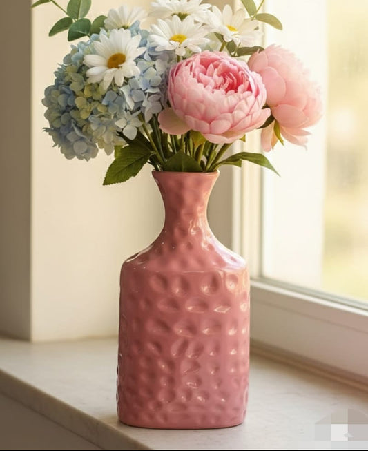 Artisan Glazed Blush Textured Vase