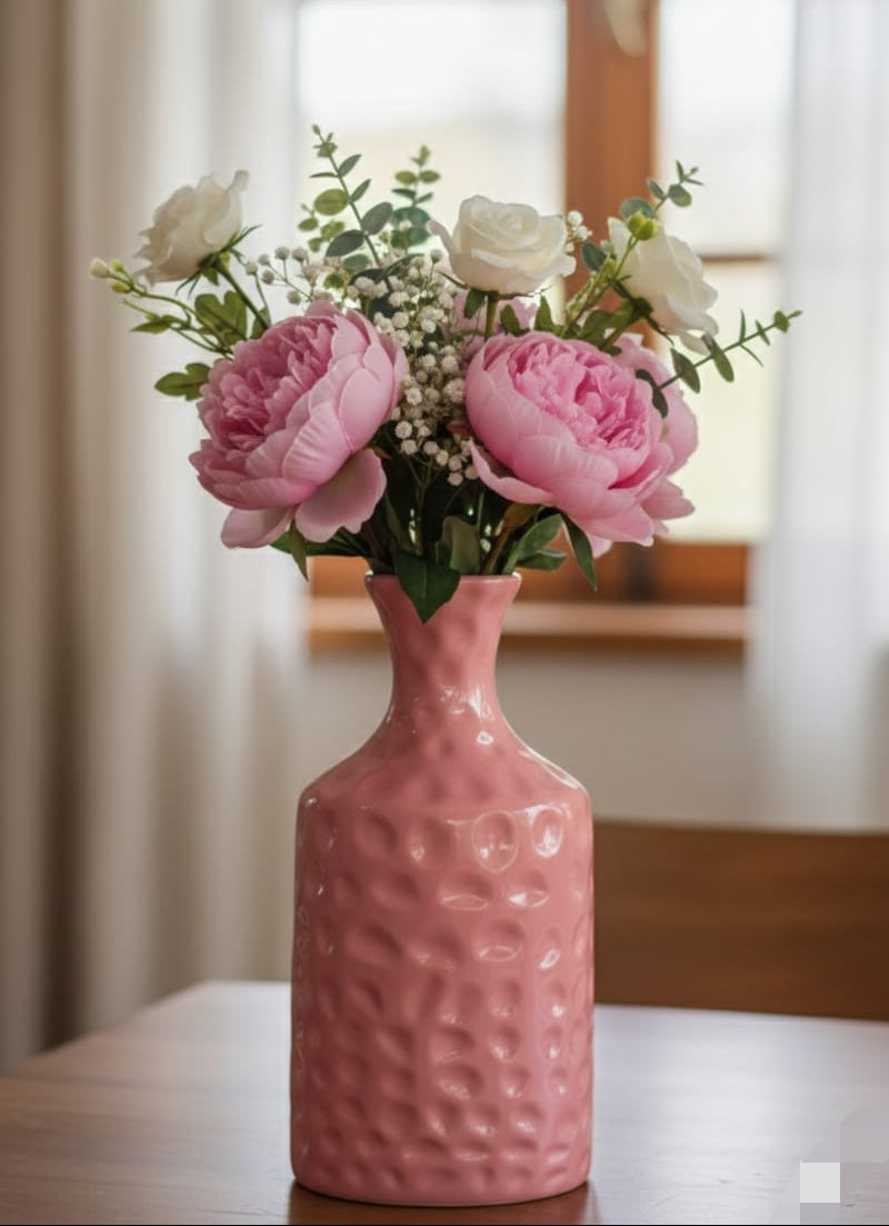 Artisan Glazed Blush Textured Vase
