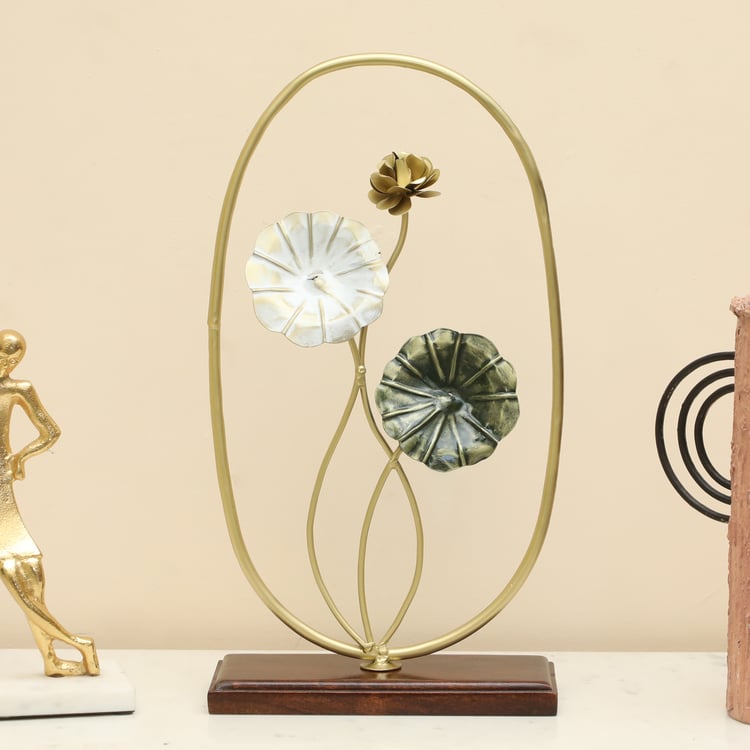 Botanical Elegance Metal & Wood Showpiece