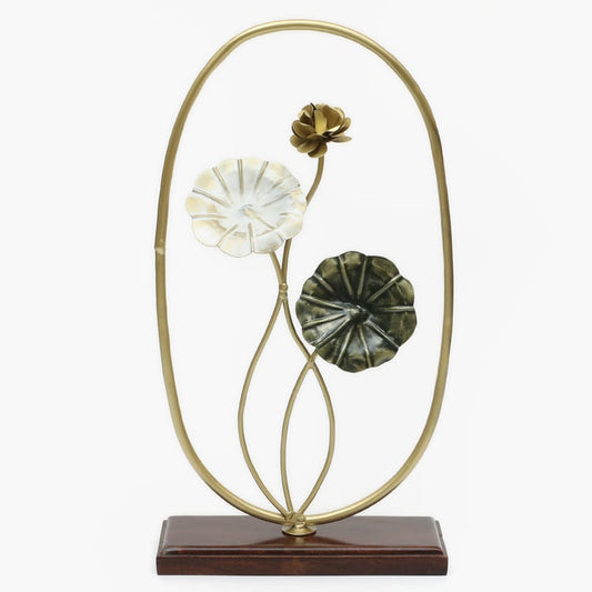 Botanical Elegance Metal & Wood Showpiece