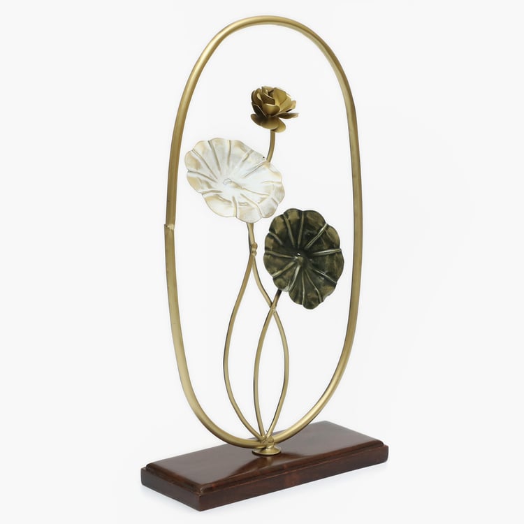 Botanical Elegance Metal & Wood Showpiece