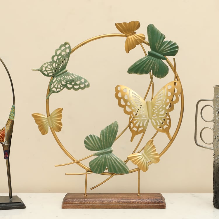 Golden Grace Metal Butterfly Showpiece