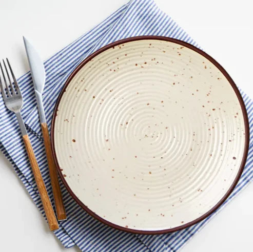 Handcrafted Ceramic Cream Matte Finish Snack/Quarter Plates Set of 6
