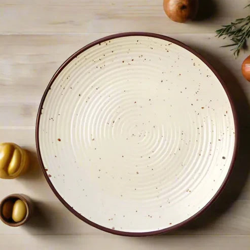 Handcrafted Ceramic Cream Matte Finish Snack/Quarter Plates Set of 6