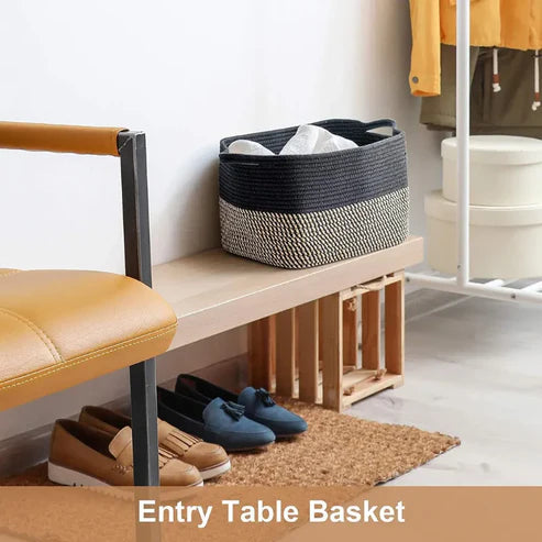 Black Cotton Storage Baskets for Shelves