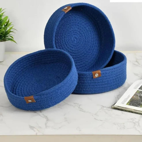 Eco-Friendly Blue Storage Baskets - Set of 3