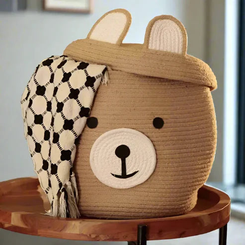 Beige Bear Kids Storage Basket - 12 inch x 16 inch