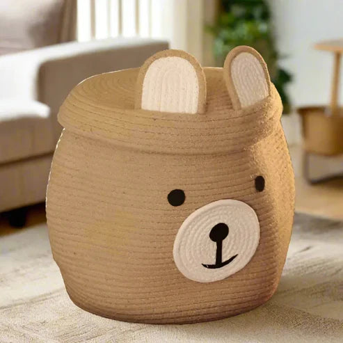 Beige Bear Kids Storage Basket - 12 inch x 16 inch