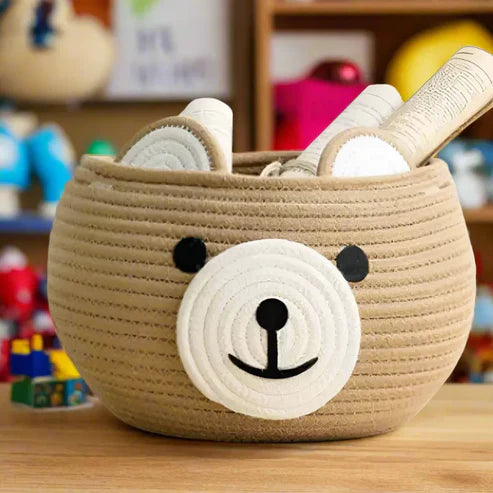 Beige Cotton Handmade Planter & Organizer Basket