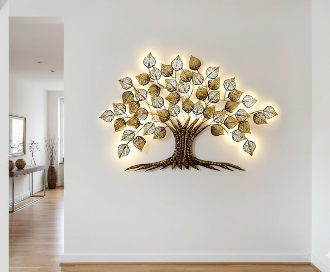 Golden Illuminated Tree of Life Wall Art