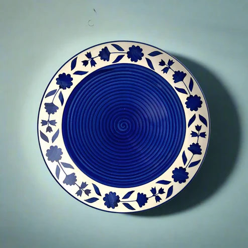 Hand-Painted Floral Ceramic Dinner Plates Set - 10 inch