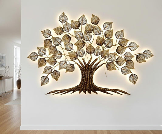 Golden Illuminated Tree of Life Wall Art