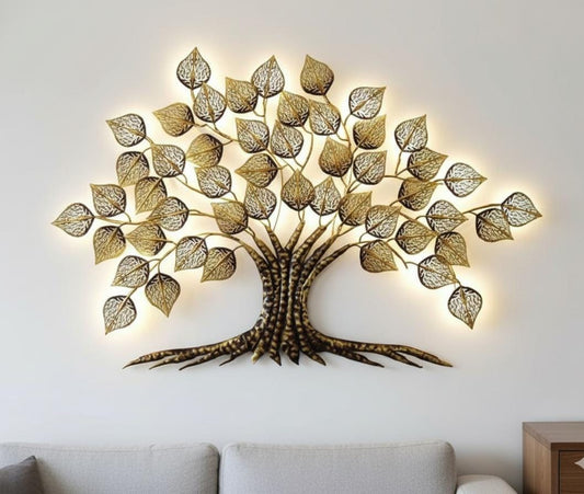 Golden Illuminated Tree of Life Wall Art