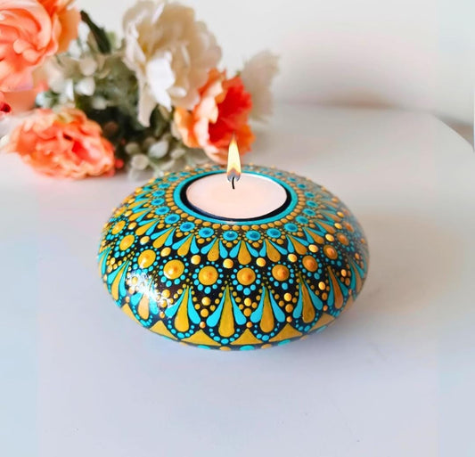 Handcrafted Mandala Art Festive Decor - Tealight Candle Holder & Diya - Multiple Options