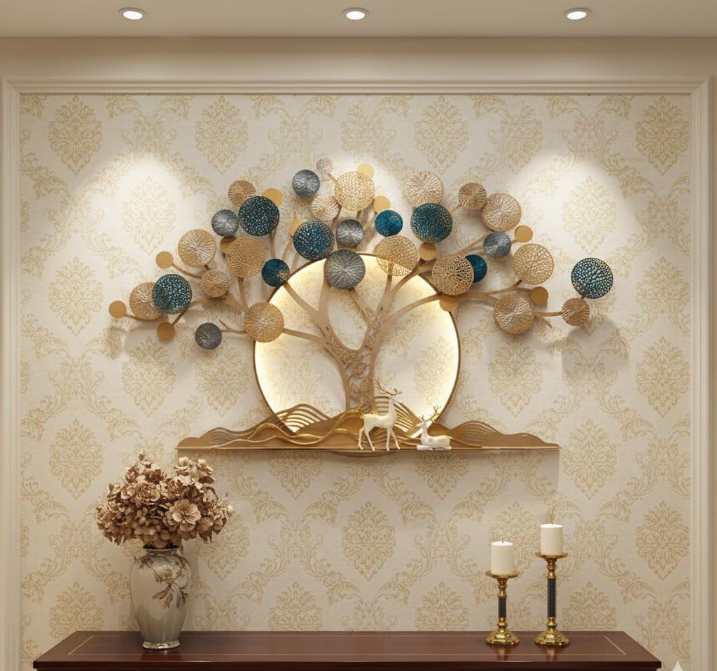 Luminous Tree of Life: Modern Metal Wall Art