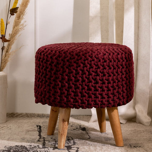 Maroon Dori Ottoman Stools for Living Room - Multiple Sizes