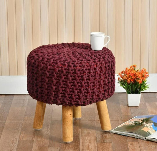 Maroon Dori Ottoman Stools for Living Room - Multiple Sizes