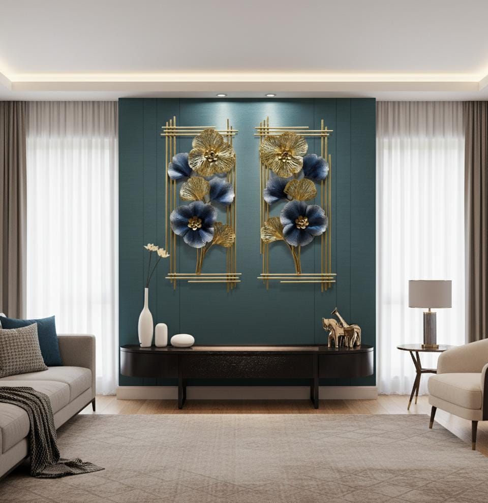 Luxurious Floral Duet Wall Sculpture