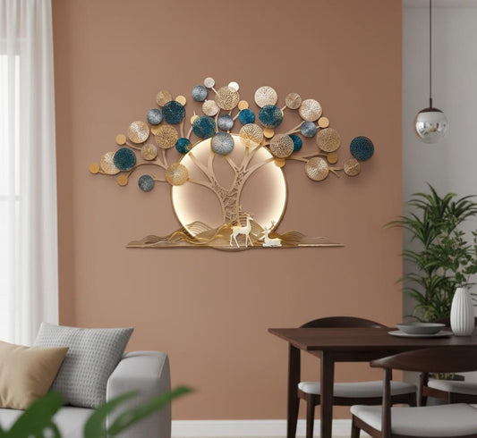 Luminous Tree of Life: Modern Metal Wall Art