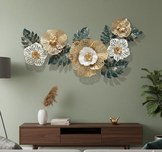 Luxury Floral Duo Metal Wall Decor/Wall Showpiece