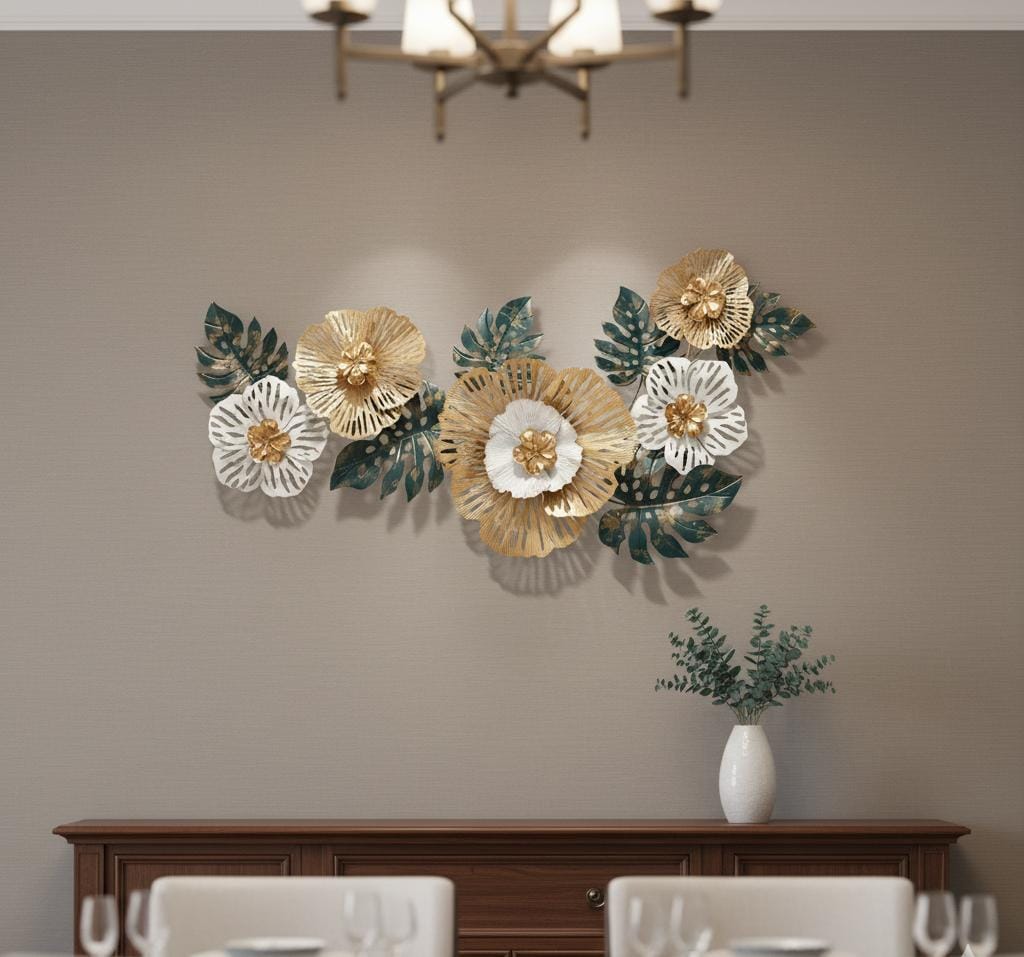 Luxury Floral Duo Metal Wall Decor/Wall Showpiece